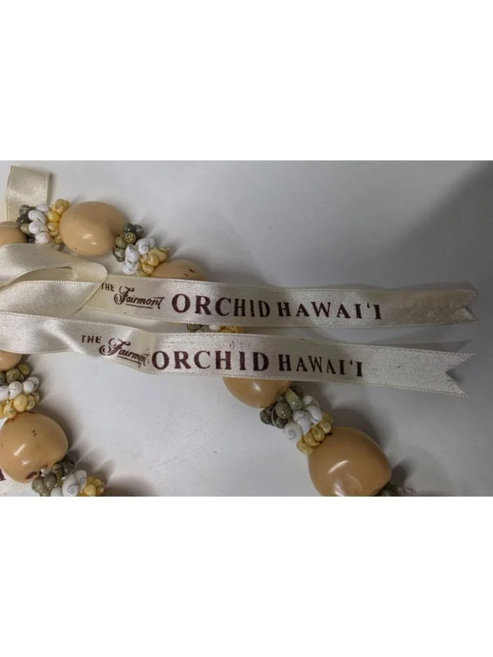 Fairmont Orchid Hawaii Hawaiian Lei Lot of 2 Kukui Nut Shell Beaded Necklaces